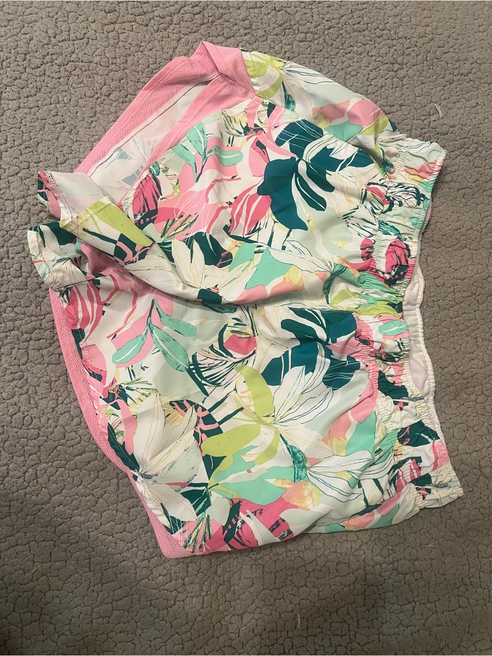 Athletic Works Floral Print Pink and Teal Women’s Athletic Shorts